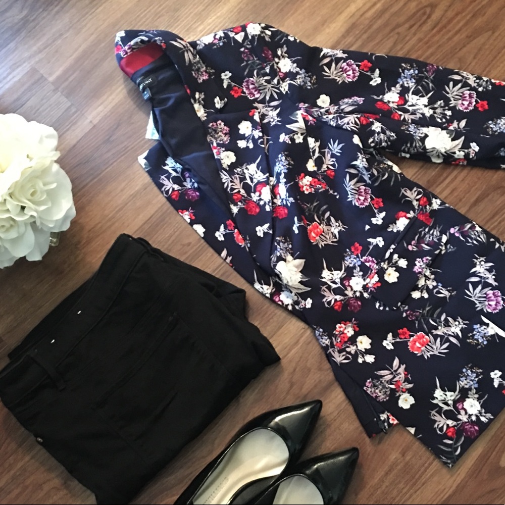 Lane Bryant Size 16 Floral Navy Blazer